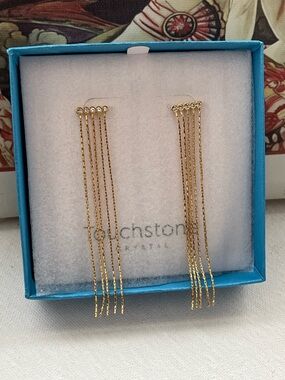TSC Swarovski Gold Drop Earrings with Clear Swarovski Crystals